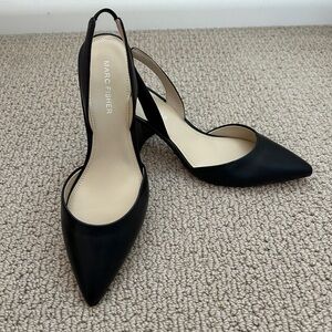 Marc Fisher black sling back pointed toe block heels size 8